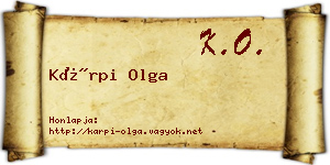 Kárpi Olga névjegykártya